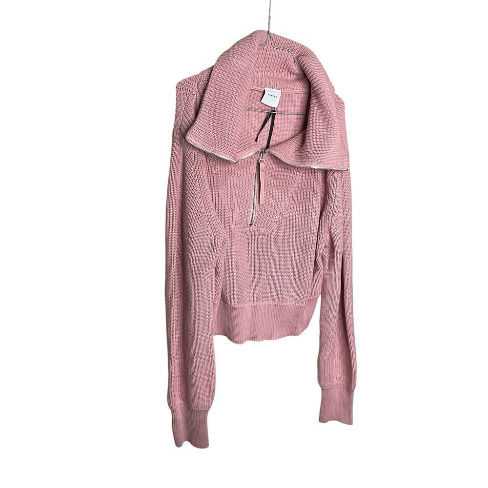 Varley Mentone Half-Zip True Knit Pullover Cropped Sweater Pink Womens Size XL
